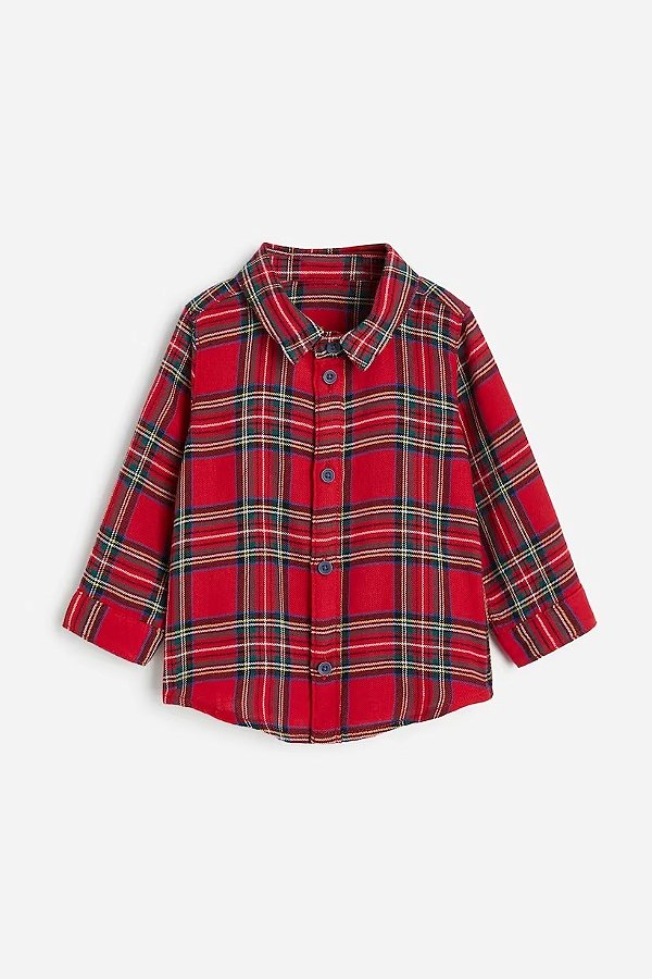 CAMISA MANGA LONGA H&M - XADREZ VERMELHO - MENINO
