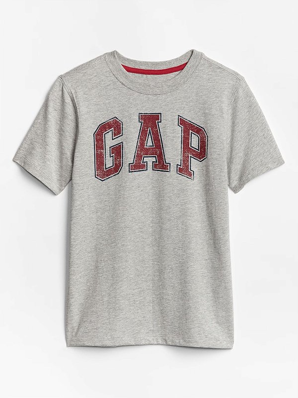 CAMISETA MANGA CURTA GAP - LOGO CINZA - MENINO