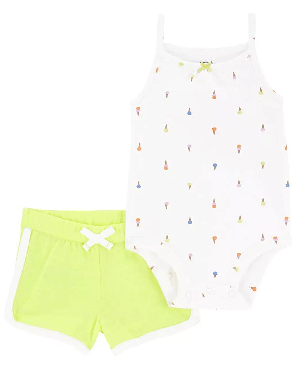 CONJUNTO VERÃO 2 PEÇAS CARTER'S - SORVETINHO AMARELO NEON -  MENINA