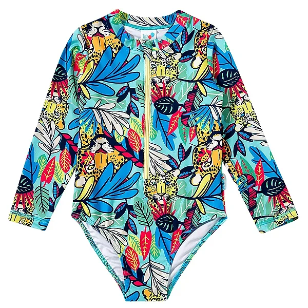 MAIÔ MODA PRAIA TIP TOP KIDS - TROPICAL AZUL - PROTEÇÃO UV50+ - MENINA