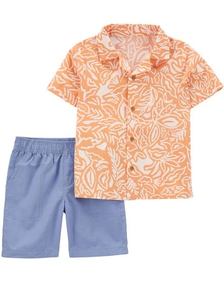 CONJUNTO VERÃO 2 PEÇAS CARTER'S - LARANJA FOLHA - MENINO
