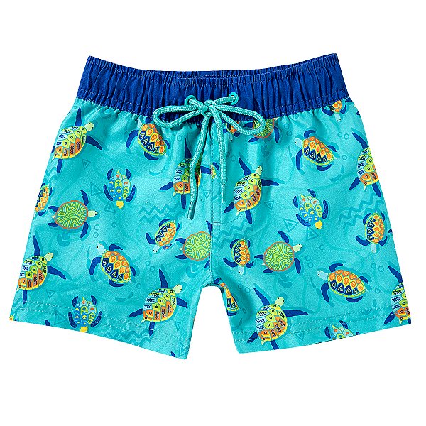MODA PRAIA BERMUDA TIP TOP TODDLER - COLEÇÃO TARTARUGAS - PROTEÇÃO UV50+ - MENINO