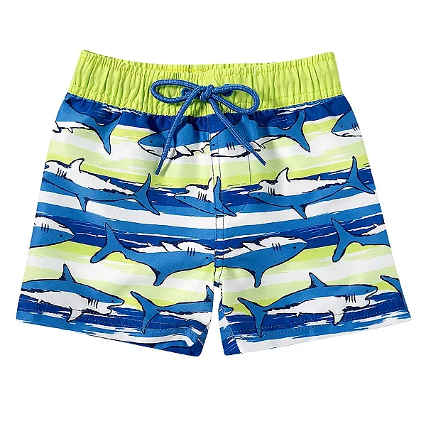 MODA PRAIA BERMUDA TIP TOP TODDLER - TUBARÕES COLORIDOS - PROTEÇÃO UV50+ - MENINO