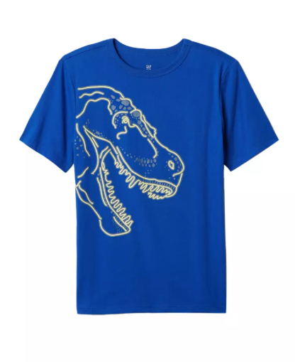 CAMISETA MANGA CURTA GAP - DINOSSAURO NEON - MENINO