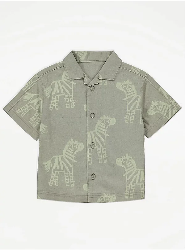 CAMISA MANGA CURTA GEORGE BABY - VERDE ZEBRAS - MENINO