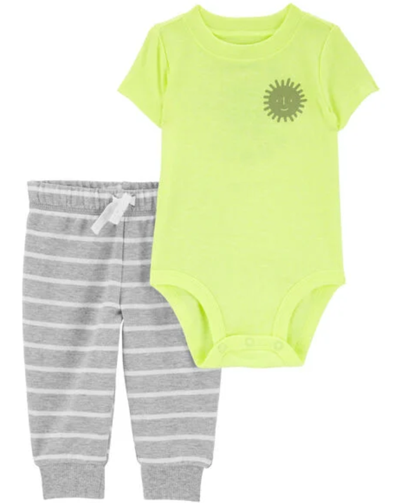 CONJUNTO 2 PEÇAS CARTER'S - AMARELO NEON - MENINO
