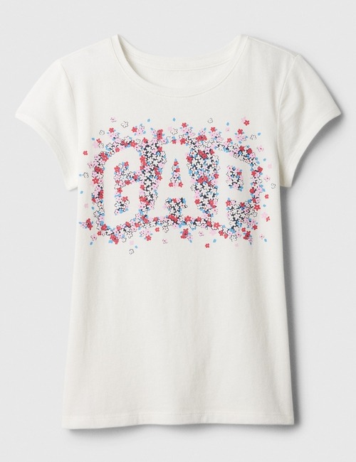 CAMISETA MANGA CURTA GAP KIDS -  LOGO FLORAL - MENINA