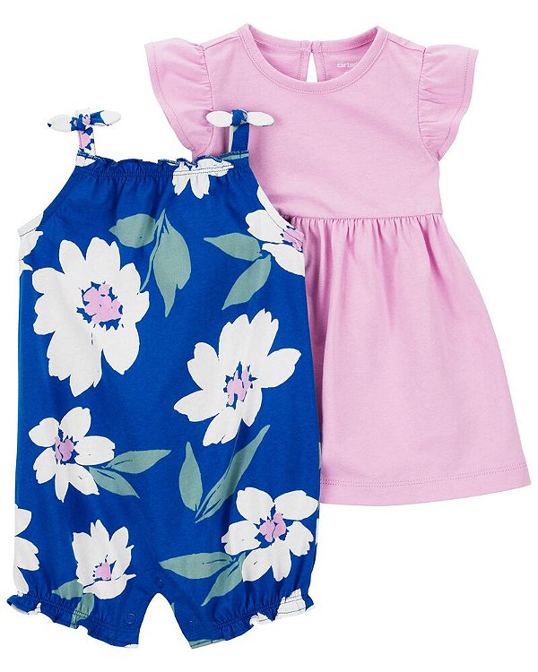 VESTIDO E ROMPER CARTER'S - FLORAL AZUL - MENINA