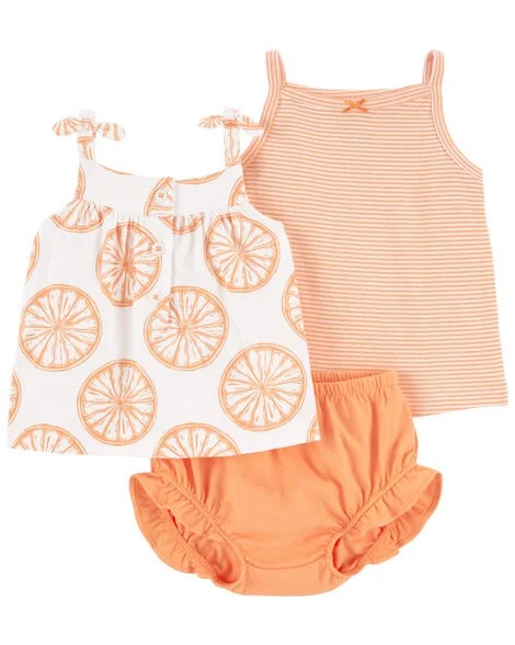 CONJUNTO VERÃO 3 PEÇAS CARTER'S - LARANJAS - MENINA