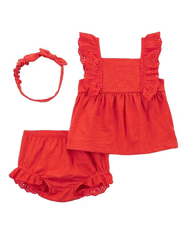 CONJUNTO VERÃO 3 PEÇAS CARTER'S - VERMELHO - MENINA
