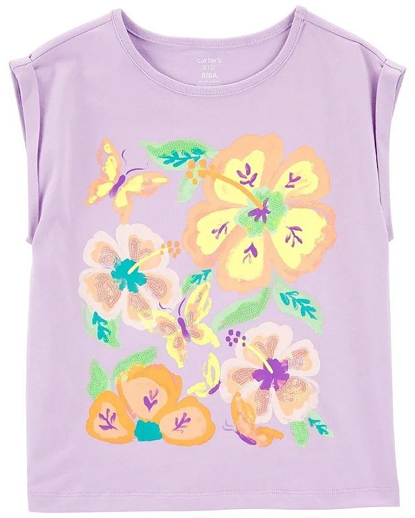 CAMISETA MANGA CURTA CARTER'S - FLOWERS - MENINA