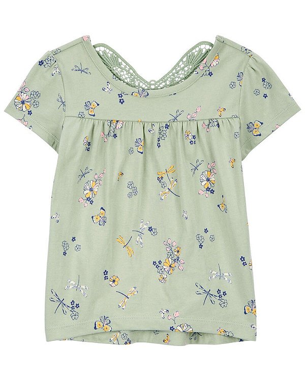 BATINHA OSHKOSH - BORBOLETA FLORAL VERDE - MENINA
