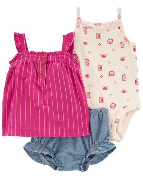 CONJUNTO VERÃO 3 PEÇAS CARTER'S - ROSA - MENINA