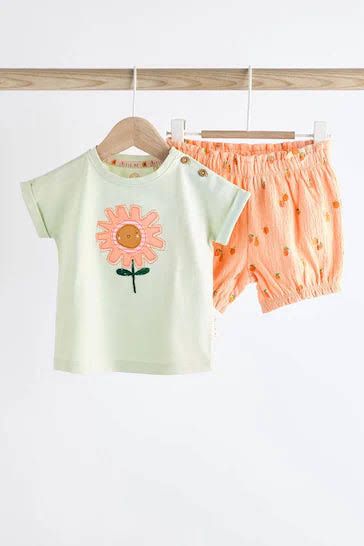 CONJUNTO VERÃO 2 PEÇAS NEXT BABY LITTLE ME - FLORZINHA CORAL - MENINA