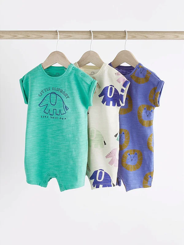 KIT 3 ROMPERS NEXT BABY - LEÃO E ELEFANTE - MENINO