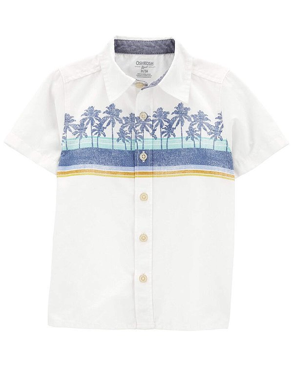 CAMISA MANGA CURTA OSHKOSH - COQUEIROS BRANCA - MENINO
