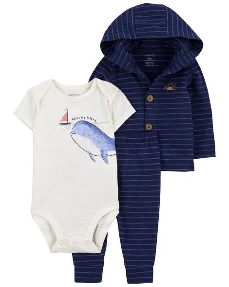 CONJUNTO 3 PEÇAS CARTER'S - BALEIA AZUL - MENINO