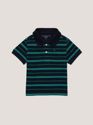 CAMISETA MANGA CURTA POLO TOMMY HILFIGER - VERDE/AZUL LISTRADA - MENINO