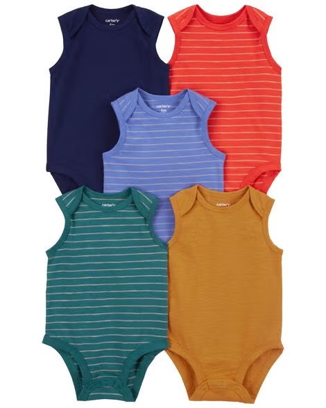 KIT 5 BODIES REGATA CARTER'S - LISTRADO E LISO - MENINO