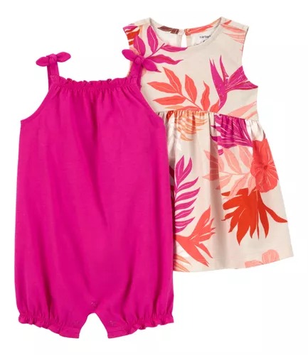 VESTIDO E ROMPER CARTER'S - FLORAL ROSA - MENINA