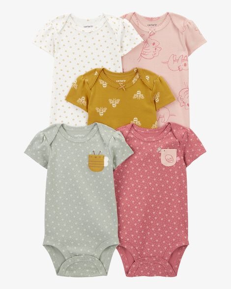 KIT 5 BODIES MANGA CURTA CARTER'S - ABELINHA - MENINA