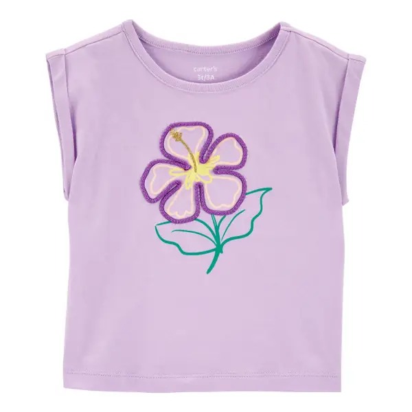 CAMISETA MANGA CURTA CARTER'S - FLOR LILÁS - MENINA