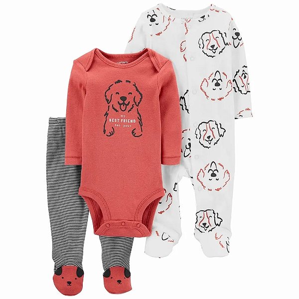 CONJUNTO 3 PEÇAS CARTER'S - CACHORRINHO - MENINO