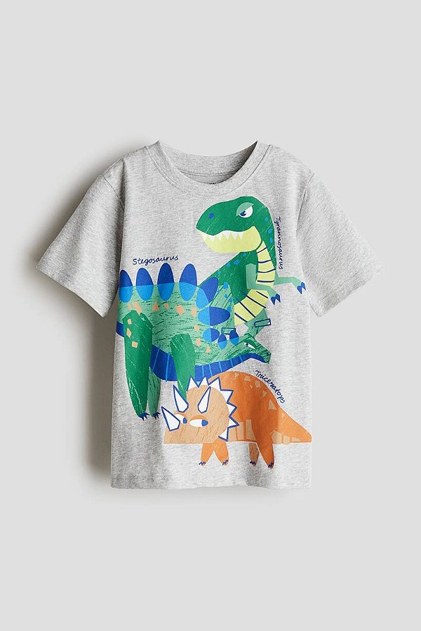 CAMISETA MANGA CURTA H&M - DINO CINZA - MENINO