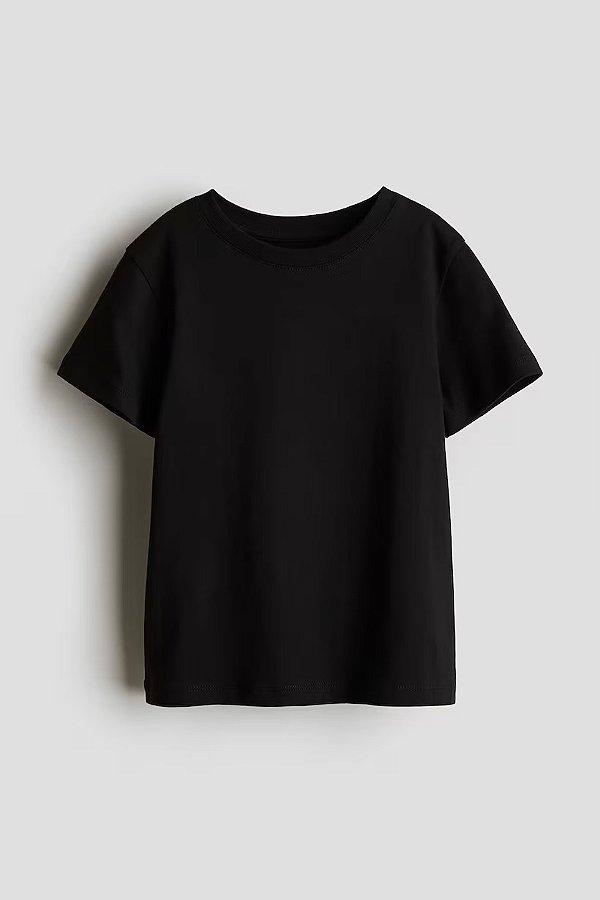 CAMISETA MANGA CURTA H&M - PRETO BASICO - MENINO