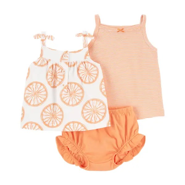 CONJUNTO VERÃO 3 PEÇAS CARTER'S - FRUTINHA LARANJA - MENINA