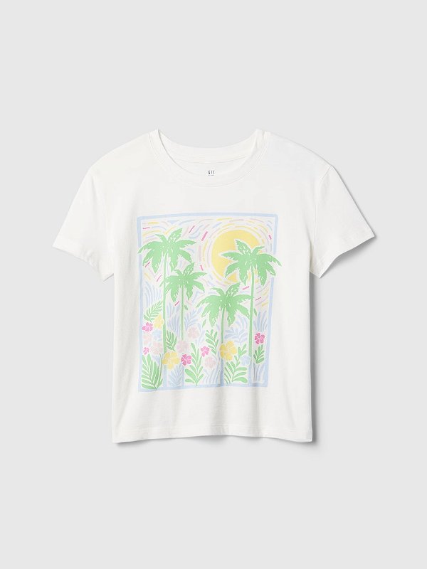 CAMISETA MANGA CURTA GAP - FLORES TROPICAL - MENINA