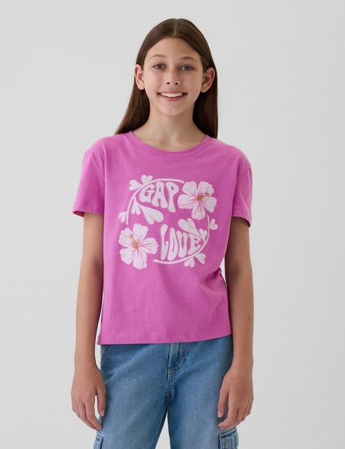 CAMISETA MANGA CURTA GAP - LOVE LILÁS - MENINA