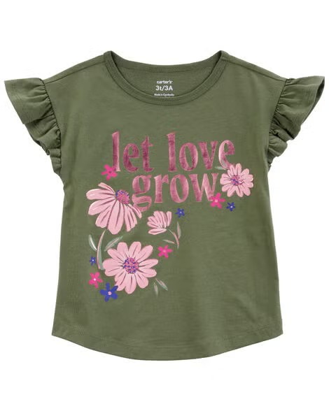 CAMISETA MANGA CURTA CARTER'S - LOVE VERDE - MENINA