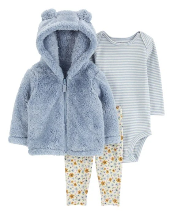 CONJUNTO 3 PEÇAS PELUCIADO CARTER'S - AZUL FLORAL - MENINA
