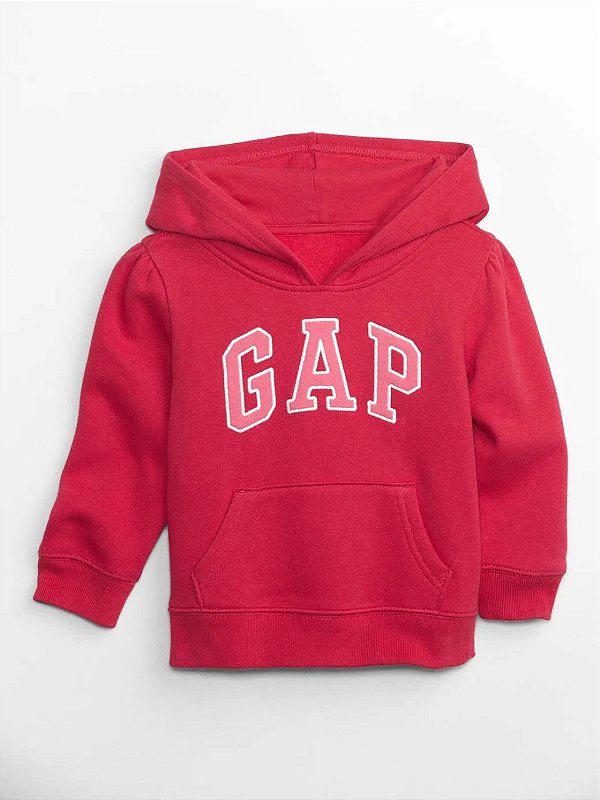 MOLETOM FLANELADO  GAP - LOGO ROSA - MENINA