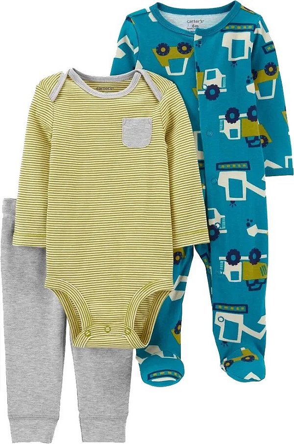 CONJUNTO 3 PEÇAS CARTER'S - TRATORZINHO - MENINO