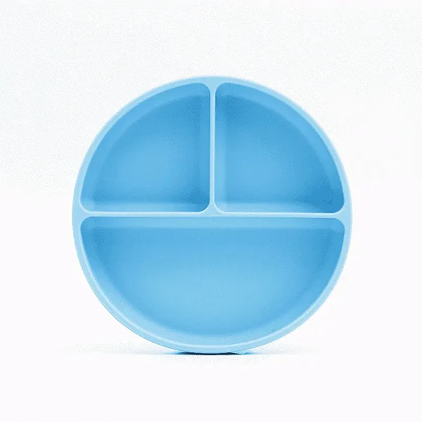 PRATO DE SILICONE COM VENTOSA E DIVISÓRIAS PETIT PIÁ - AZUL