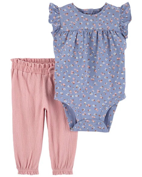 CONJUNTO 2 PEÇAS CARTER'S - FLORAL AZUL - MENINA