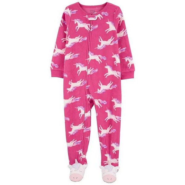 MACACÃO COM PÉ FLEECE CARTER'S - UNICÓRNIO PINK - MENINA