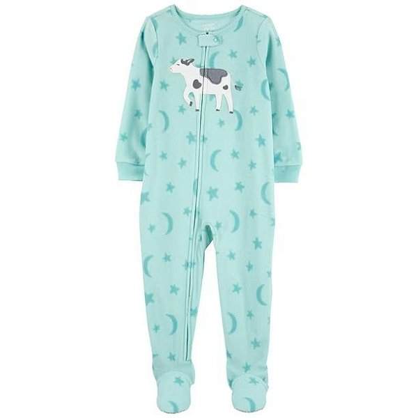 MACACÃO COM PÉ FLEECE CARTER'S - VAQUINHA - MENINA