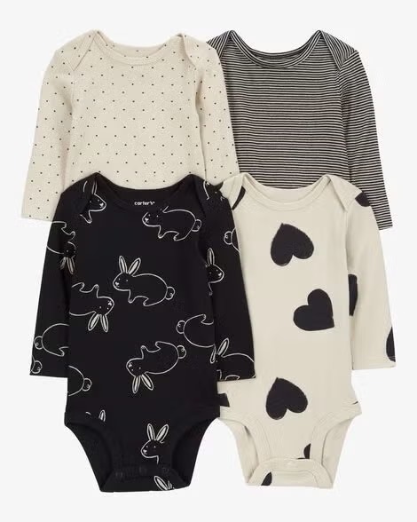 KIT 4 BODIES MANGA LONGA CARTER'S - COELHINHA - MENINA