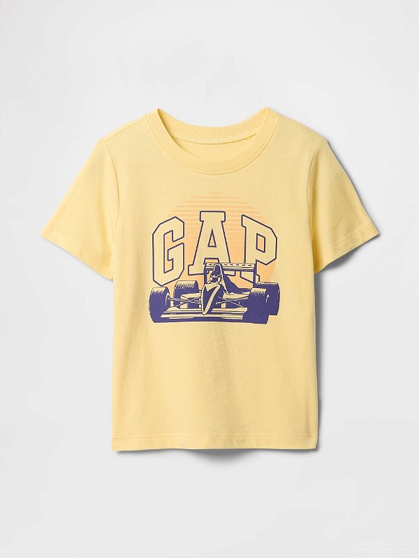 CAMISETA MANGA CURTA GAP - CARRO DE CORRIDA AMARELO - MENINO