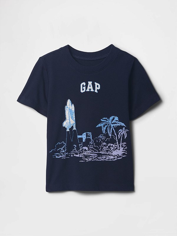 CAMISETA MANGA CURTA GAP - NAVE ESPACIAL AZUL - MENINO