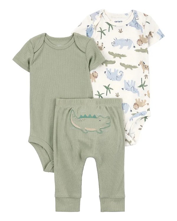 CONJUNTO 3 PEÇAS CARTER'S - ZOO VERDINHO - MENINO