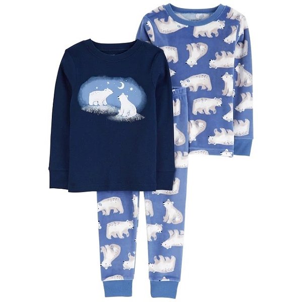 KIT PIJAMA VELUDO 3 PEÇAS CARTER'S - URSO POLAR - MENINO