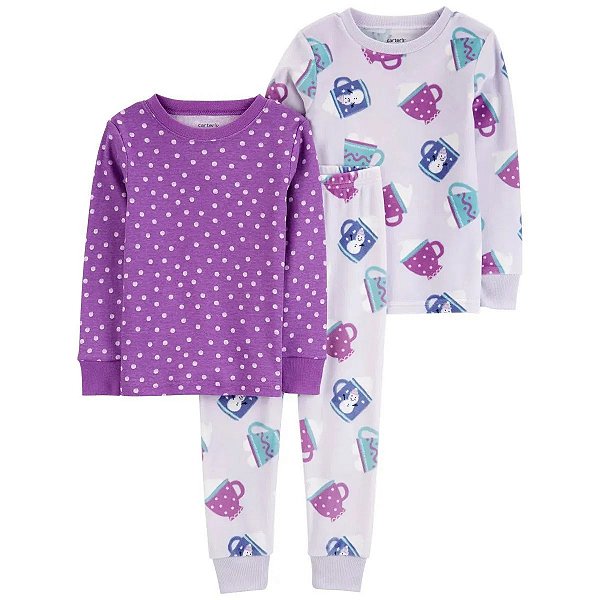 PIJAMA PURELYSOFT 3 PEÇAS CARTER'S - XÍCARAS - MENINA