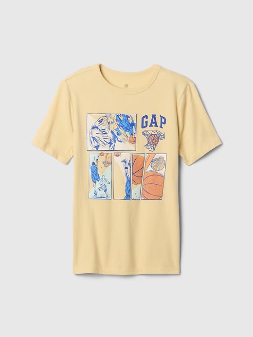CAMISETA MANGA CURTA GAP KIDS - BASQUETE AMARELO - MENINO