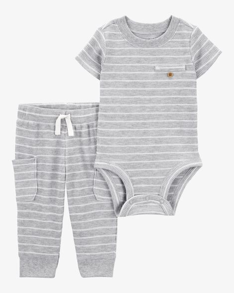 CONJUNTO 2 PEÇAS CARTER'S - LISTRADINHO CINZA - MENINO