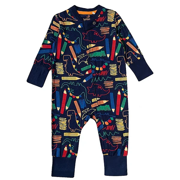 PIJAMA MACACÃO BEBÊ TIP TOP - PIJAMA - DINO RABISCO - MENINO