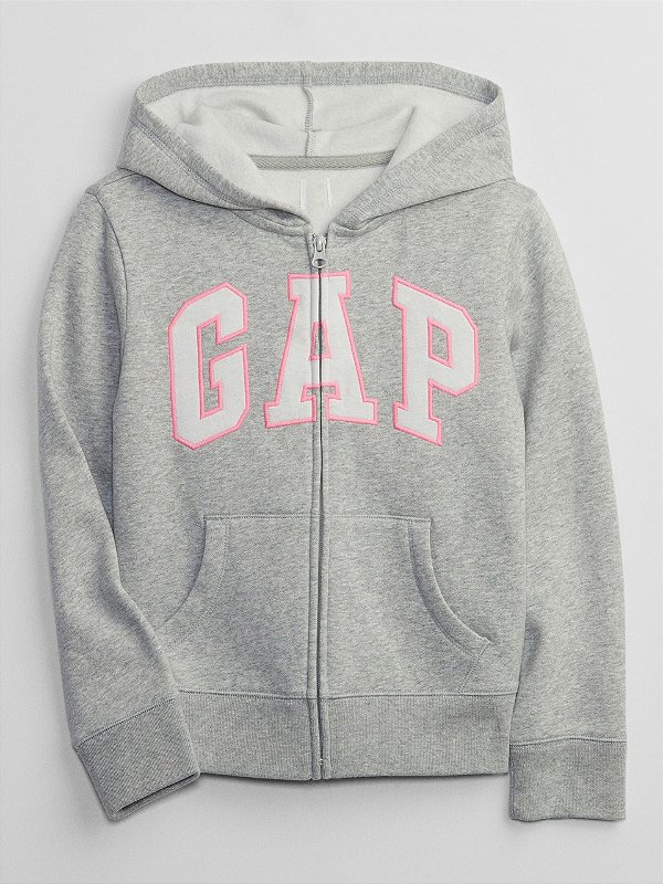 MOLETOM FLANELADO GAP KIDS - LOGO CINZA - MENINA